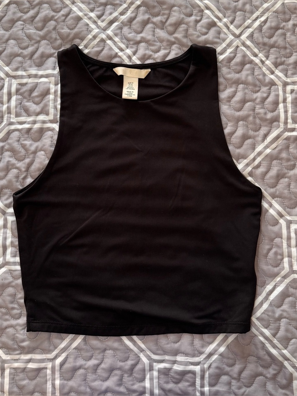 H&M Black Cropped Tank with High Neck